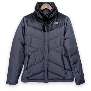 The North Face 550 Goose Down Jacket Puffer Coat Women's Large Black Gray